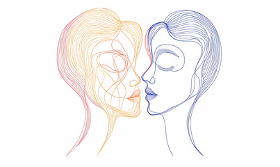 Two women are kissing each other's faces