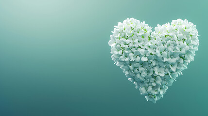 Obraz premium Valentine's heart fills with happiness concept. Heart shaped floral arrangement in soft colors and details