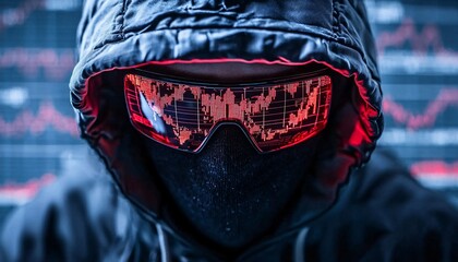 Mysterious Figure in Hooded Jacket with Data Glasses