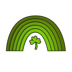 This image depicts a stylized green rainbow with a shamrock at its center. It symbolizes Irish culture, luck, and St. Patrick&rsquo;s Day celebrations. This is a vector image.