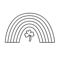 This image features an outlined rainbow with a shamrock at the center. It represents minimalistic Irish symbolism and is perfect for creativity or culture. This image has a transparent background. © Panalak