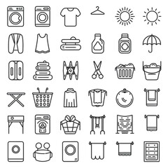 Cloth Wash LIne icon set vector