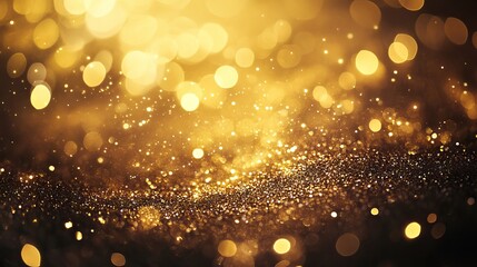 Abstract gold glitter vintage lights background with sparkling glimmer and soft bokeh effect, perfect for elegant holiday or celebration themes, festive glow and warm atmosphere