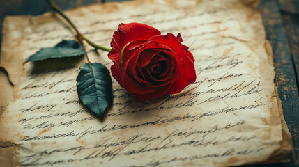 A delicate rose petal rests on a letter evoking feelings of romance, love, and sentimentality, symbolizing the fragility and beauty of emotions amidst the chaos of life

