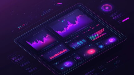 Obraz premium Modern Flat Design Dashboard with Vintage Style Elements