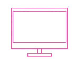 Doodle Icon monitor tv or computer illustration on transparent that can be use for background, slide view, social media, sticker, scrapbook and etc. | Aesthetic with pink color