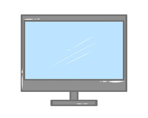 Fototapeta premium Doodle Icon monitor tv or computer illustration on transparent that can be use for background, slide view, social media, sticker, scrapbook and etc. | Aesthetic with gray color