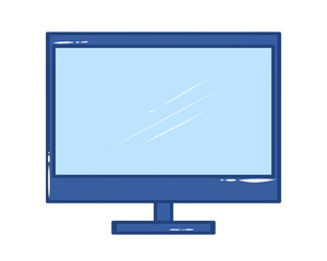 Doodle Icon monitor tv or computer illustration on transparent that can be use for background, slide view, social media, sticker, scrapbook and etc. | Aesthetic with blue color