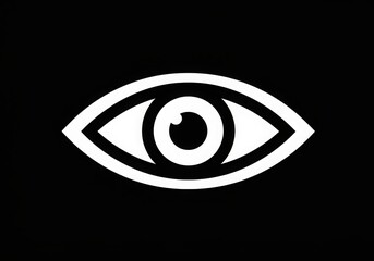 minimalist eye icon, black and white, graphic design, simple shapes, circular pupil, almond