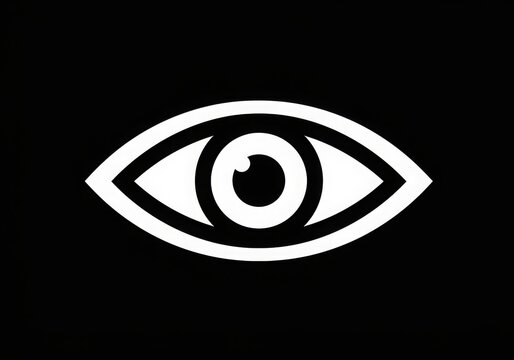 recommend clip art: minimalist eye icon, black and white, graphic design, simple shapes, circular pupil, almond