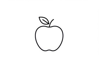 Simple line drawing, minimalist apple icon, black and white, single leaf, clean outline, graphic