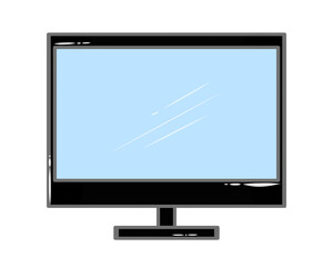 Doodle Icon monitor tv or computer illustration on transparent that can be use for background, slide view, social media, sticker, scrapbook and etc. | Aesthetic with black color