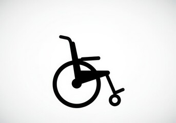 Wheelchair icon, black silhouette, side view, minimalist design, medical symbol, accessibility