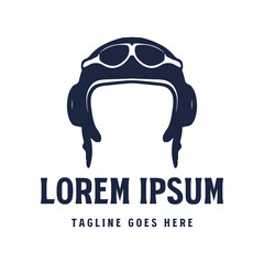 Vintage Retro Jet Aviator Helmet Icon Illustration Logo Design