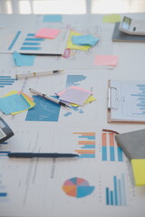businessman working data document graph chart report marketing research development planning...