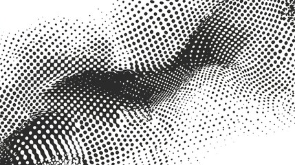 Abstract halftone wave dotted background - futuristic twisted grunge pattern with dot circles -...