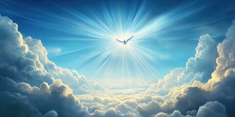 A Serene Easter Vision of Light and Hope Emerging Magnificently from the Clouds Above, Bringing Joy and Celebration to All, Enhancing Our Faith in a Beautiful and Spiritual Atmosphere