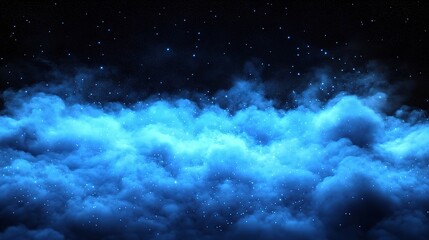 Fototapeta premium Blue Fog with Sparkles Against Dark Background for Dramatic Effect