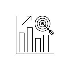 Outline Icon Growth Chart, Shows achievement towards target.