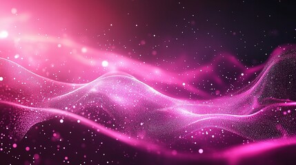 Dark Abstract Pink Background with Neon Lines and Soft Waves
