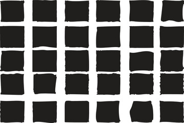Grunge Distressed Square Shapes backgrounds. Hand drawn isolated for interface, poster, banner and flyer. Dirty grunge design frames, borders or templates for text. Multipurpose Editable EPS 10.