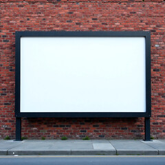 Empty billboard against the backdrop of an old brick wall in the city center new image 
