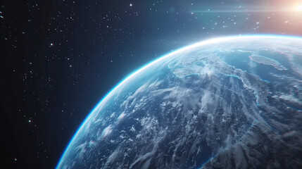 Fototapeta premium Close up of Earth from Space with Atmospheric Glow 