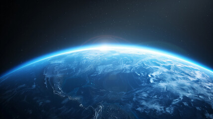 Close up of Earth from Space with Atmospheric Glow
