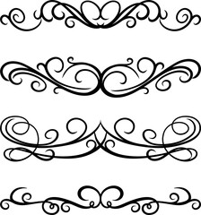 Hand drawn decorative swirls dividers and borders vector set.