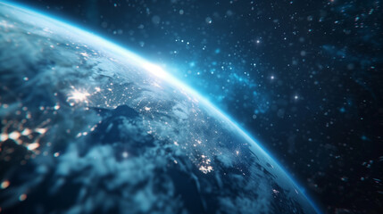 Fototapeta premium Close up of Earth from Space with Atmospheric Glow 