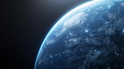 Obraz premium Close up of Earth from Space with Atmospheric Glow 