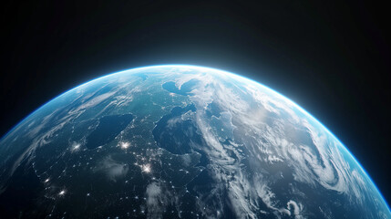Close up of Earth from Space with Atmospheric Glow
