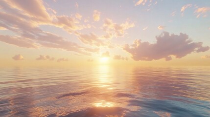 Obraz premium Beautiful Sunrise Over the Calm Sea with Stunning Cloudscape