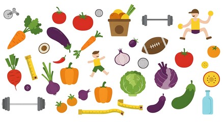 Healthy lifestyle. Seamless background drawn with a thin line. Vector illustration. Healthy lifestyle. Seamless background. Vector illustration