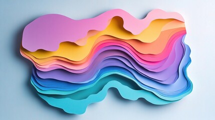 Colorful Layered Paper Cut-Out Art in Abstract Design