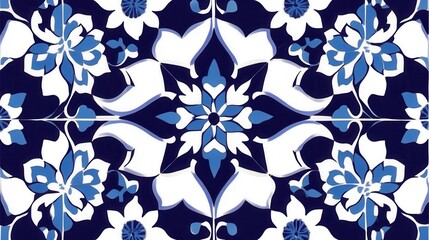 Iznik Tile Artistry, intricate floral and star motifs in vibrant blue and white, showcasing traditional Turkish craftsmanship and design elegance