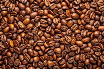Obraz premium Aerial coffee bean pattern: perfect for cafe design, culinary events, greeting cards, and textile prints.