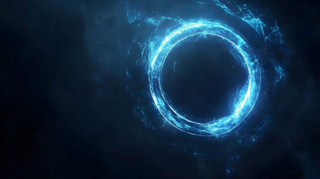 abstract background. with a dark background and white smoke motif. with a white light circle with a glowing blue gradient.