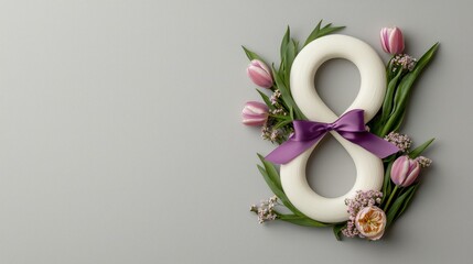 Celebrating the number eight with floral decorations home digital art minimalistic close-up festive concept