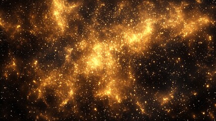 Shimmering Golden Particles in Dark Background Creating Wave Effect