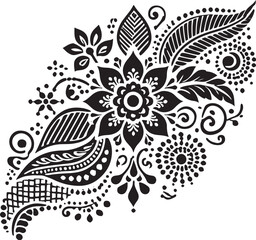 Mehndi Pattern Element Silhouette Vector Illustration - Intricate Decorative Design

