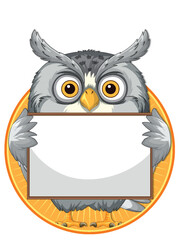 Owl Holding a Blank Sign