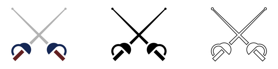 fencing saber or sword vector pictogram sign icon symbol ui and ux design, glyphs and stroke line	
