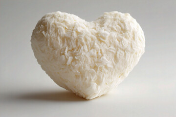 A heart-shaped coconut ice cream on a white surface. (Generative AI)