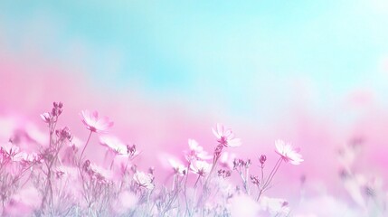 Fototapeta premium Soft Focus Nature Background with Blurred Flowers in Pastel Tones