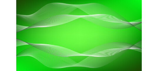 Wavy blended lines with green gradient mesh abstract background