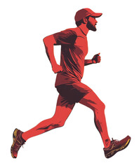 Obraz premium Dynamic running action urban environment sports illustration energetic viewpoint fitness concept for engagement