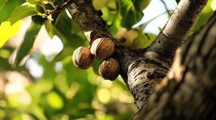 Rustic Wooden Background with a Single Nut Isolated