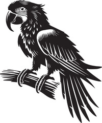 Macaw with wings silhouette