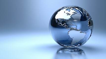 [Globalization reflective glass sphere Earth] Global Reflections: Transparent Sphere Amidst Globe Domination with Minimalist Design